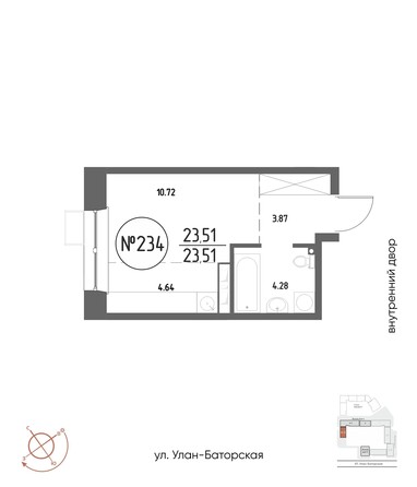 Планировка Студия 23,28 - 23,98 м²