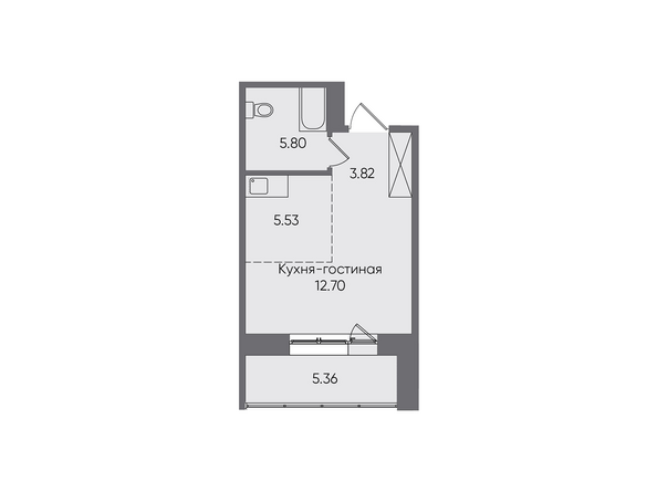 Планировка однокомнатной квартиры 33,21 кв.м