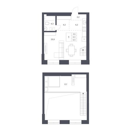 Планировка Студия 62,5 м²