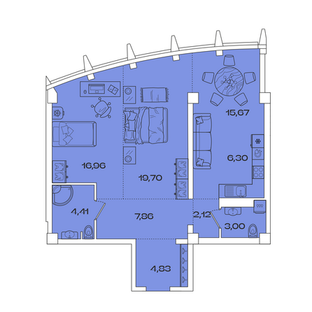 Планировка 2-комн 80,85 м²