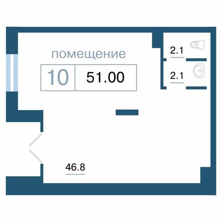 Планировка 1-комн 51 м²