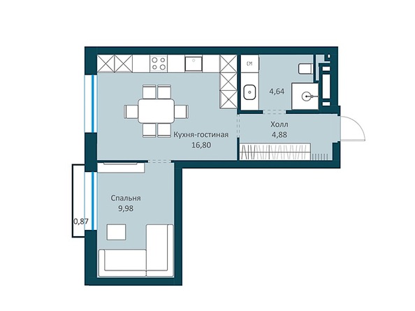 Планировка 1-комн 36,1 - 36,54 м²