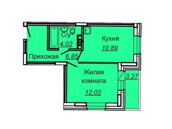 Планировка 1-комнатной квартиры 35,42 кв.м