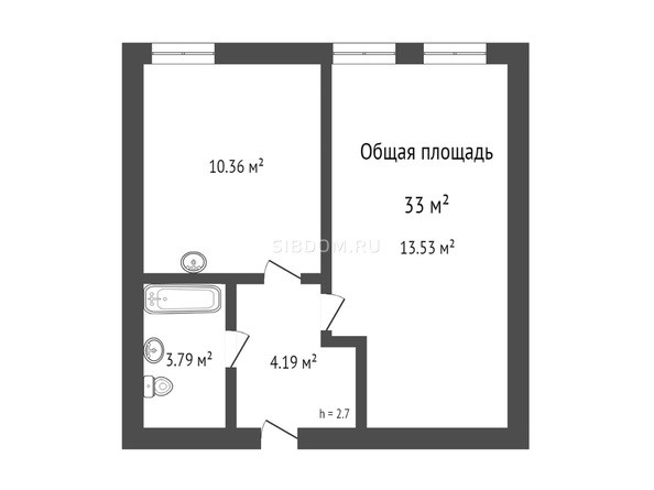 1-комнатная 33 кв.м