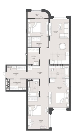 Планировка 3-комн 113,62 м²