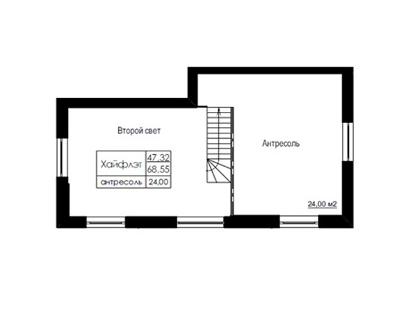 Планировка трехкомнатной квартиры 68,54 кв.м. Уровень 2