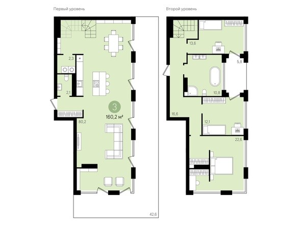 Планировка 3-комнатной квартиры 207,3 кв.м
