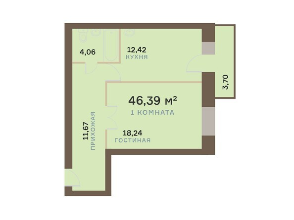 Планировка однокомнатной квартиры 47,5 кв.м