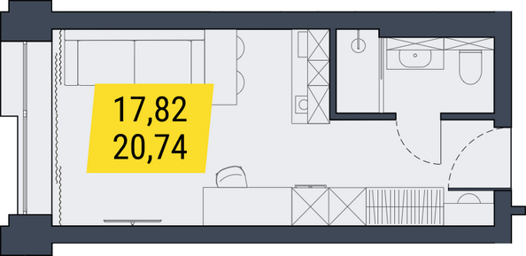 Планировка 1-комн 20,74 м²