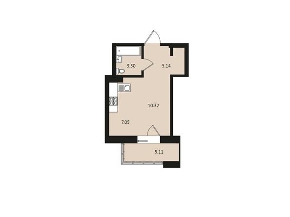 Планировка однокомнатной квартиры 31,12 кв.м
