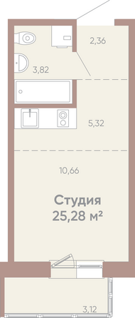 Планировка 1-комн 25,14, 25,28 м²