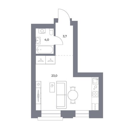 Планировка Студия 30,7 м²
