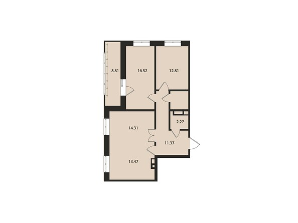 Планировка трехкомнатной квартиры 82,8 кв.м