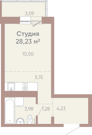 Планировка 1-комн 28,23 м²