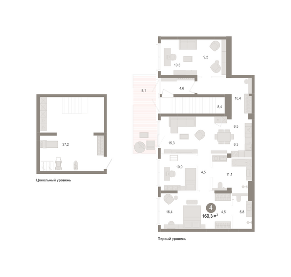 Планировка 3-комн 169,28 м²