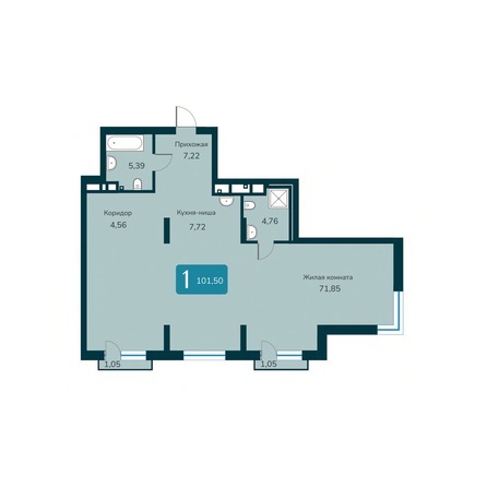 Планировка 3-комн 101,5, 101,86 м²