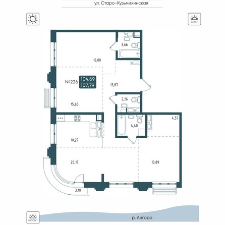 Планировка 4-комн 107,79 м²