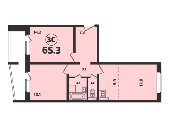 3-комнатная 62,3 кв.м