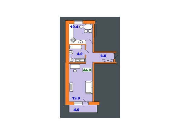 Планировка однокомнатной квартиры 44 кв.м