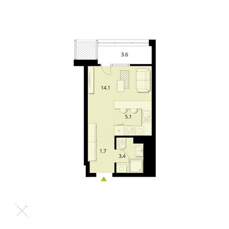 Планировка Студия 27,86 м²