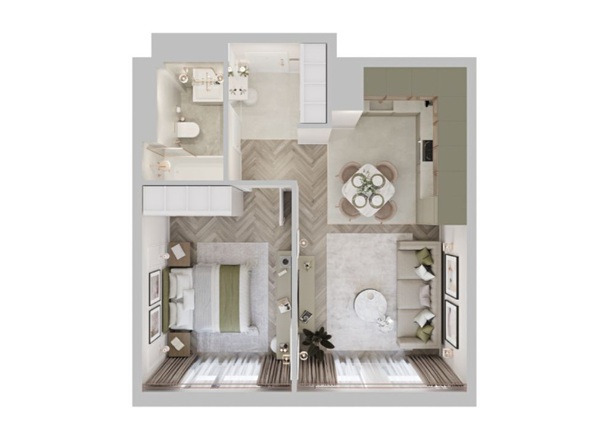 Планировка 1-комн 42, 42,62 м²