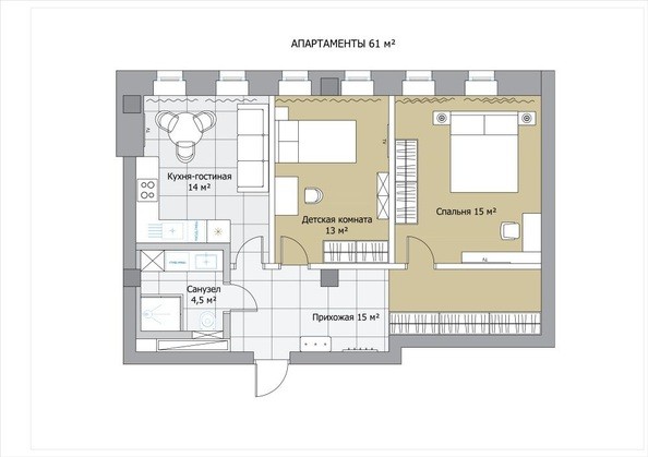 Типовая планировка аппартаменты 61 кв.м