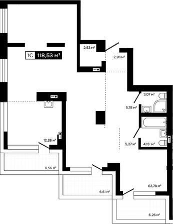 Планировка Студия 99,1 м²