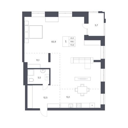 Планировка Студия 108,1 м²