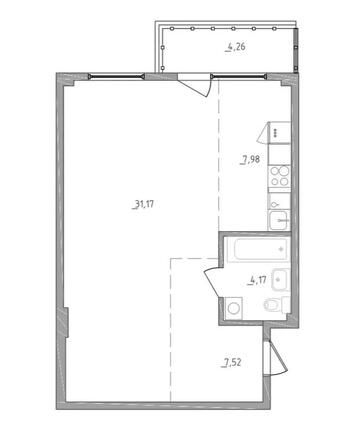 Планировка 2-комн 52,12 м²