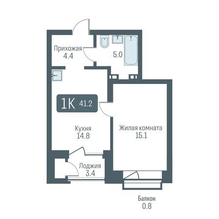 Планировка 1-комн 41,2 м²