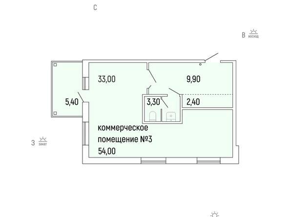 Планировка  54 м²