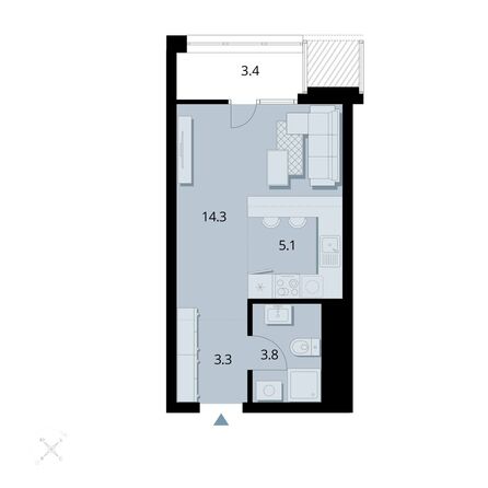 Планировка Студия 29,87 м²