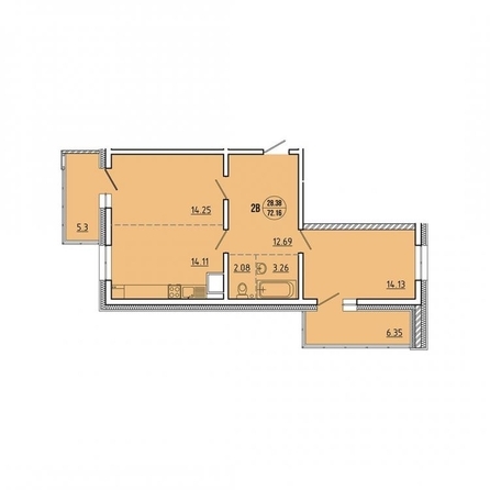 Планировка 2-комн 59,03 м²