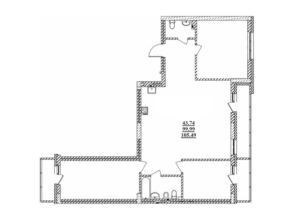 Планировка Студия 104,03 - 105,55 м²