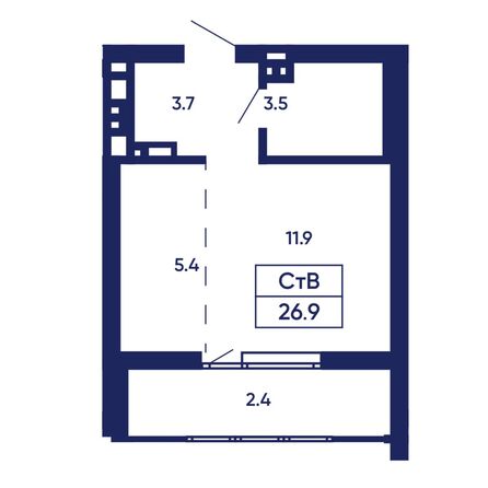 Планировка Студия 26,9 м²