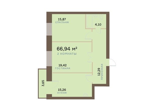 Планировка двухкомнатной квартиры 68,03 кв.м