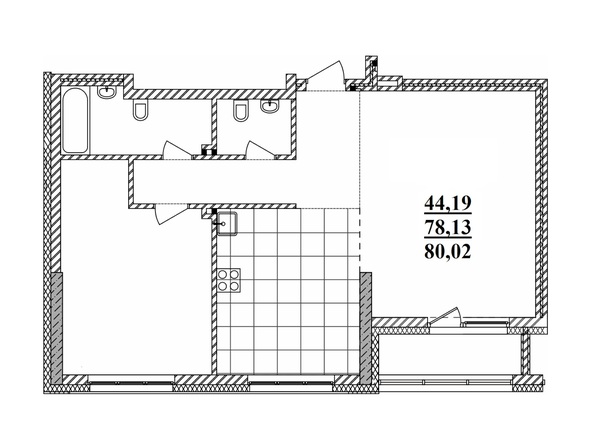 Планировка 1-комн 80,02 м²