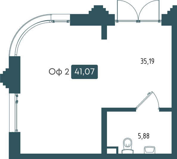 Планировка Студия 41,07 м²