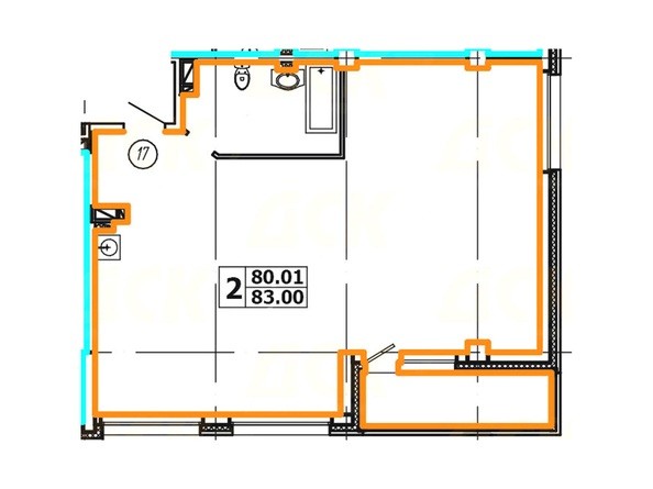 Планировка 2-комнатной квартиры 83,00 кв. м