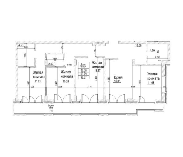 Планировка 2-комн 90,79 м²