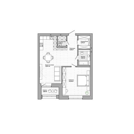 Планировка 2-комн 81,73 м²