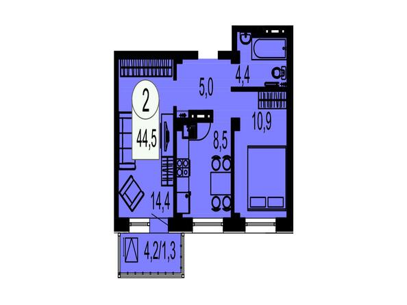 Планировка двухкомнатной квартиры 44,5 кв.м