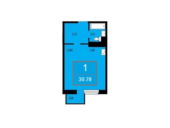 Планировка квартиры-студии 30,78 кв.м