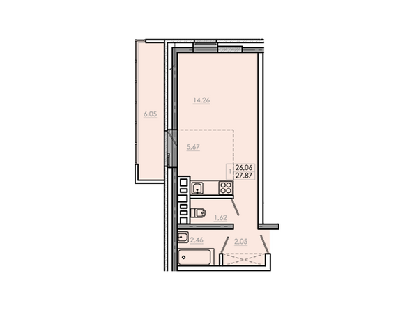 Планировка однокомнатной квартиры 32,11 кв.м