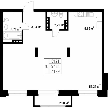 Планировка Студия 69, 69,1 м²