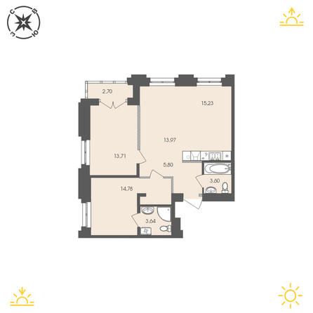 Планировка 3-комн 73,49 м²