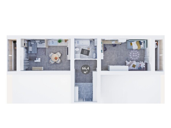 Планировка 3-комн 66,4 м²