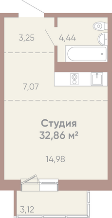 Планировка 1-комн 32,86 м²