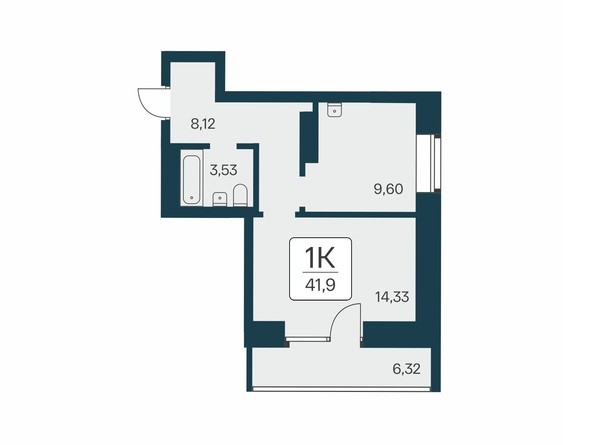 Планировка 1-комн 41,9 м²