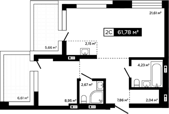 Планировка 2-комн 49,51 м²